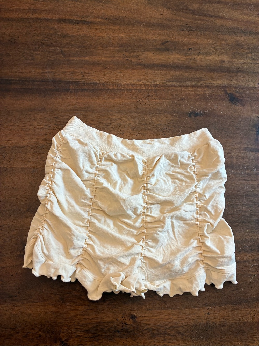 Free People Intimate Ruched Seamless Ruffle Shorts Medium Large Cream